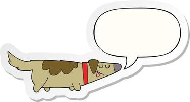 cartoon dog and speech bubble sticker vector