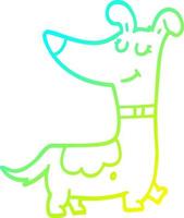cold gradient line drawing cartoon dog vector