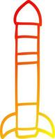 warm gradient line drawing cartoon tall rocket vector