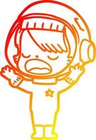 warm gradient line drawing cartoon astronaut girl talking vector