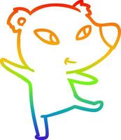 rainbow gradient line drawing cute cartoon bear dancing vector