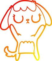 warm gradient line drawing cute cartoon dog vector