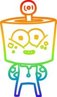 rainbow gradient line drawing happy cartoon robot vector