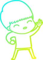 cold gradient line drawing happy cartoon boy vector