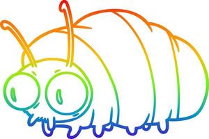 dibujo de línea de gradiente de arco iris error de dibujos animados divertido vector