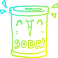 cold gradient line drawing cartoon soda can vector