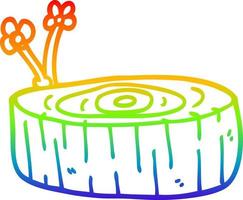 rainbow gradient line drawing cartoon tree log vector