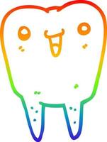 rainbow gradient line drawing cartoon tooth vector