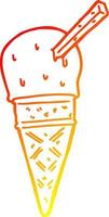 warm gradient line drawing cartoon ice cream vector