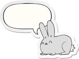 etiqueta engomada de la burbuja del discurso y del conejo de la historieta vector