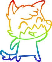 rainbow gradient line drawing happy cartoon fox vector