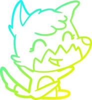 cold gradient line drawing happy cartoon fox vector