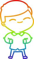 rainbow gradient line drawing cartoon smiling boy vector