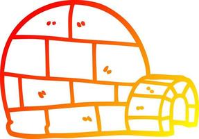 warm gradient line drawing cartoon winter igloo vector