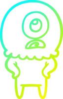 cold gradient line drawing cartoon cyclops alien spaceman vector