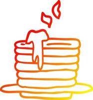 warm gradient line drawing cartoon stack of pancakes vector