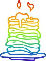 rainbow gradient line drawing cartoon stack of pancakes vector