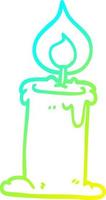 cold gradient line drawing cartoon lit candle vector