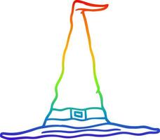 rainbow gradient line drawing cartoon witch hat vector