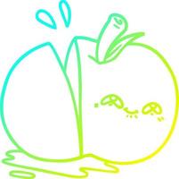 cold gradient line drawing cartoon sliced apple vector