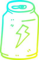 cold gradient line drawing cartoon can of energy drink vector