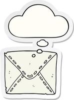 cartoon letter and thought bubble as a printed sticker vector