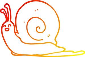 warm gradient line drawing cartoon snail vector