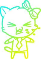cold gradient line drawing cartoon cat vector