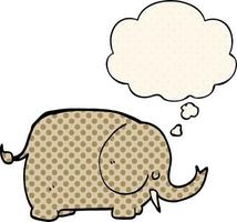 cartoon elephant and thought bubble in comic book style vector