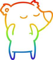 dibujo de línea de gradiente de arco iris feliz oso polar de dibujos animados vector