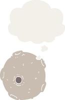 cartoon moon and thought bubble in retro style vector