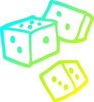 cold gradient line drawing cartoon dice vector