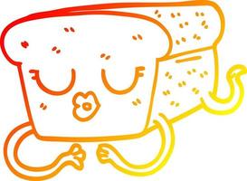 warm gradient line drawing cartoon loaf of bread vector