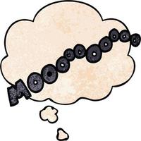 cartoon moo noise and thought bubble in grunge texture pattern style vector