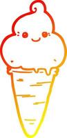 warm gradient line drawing cartoon ice cream vector