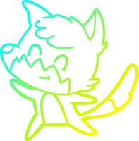 cold gradient line drawing cartoon friendly fox vector