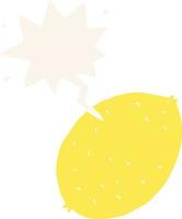 cartoon lemon and speech bubble in retro style vector