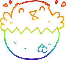 rainbow gradient line drawing cartoon hatching chick vector