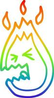 rainbow gradient line drawing cartoon screaming flame vector