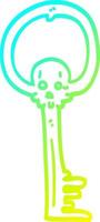 cold gradient line drawing cartoon spooky skull key vector