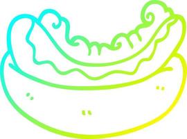 cold gradient line drawing cartoon hotdog vector