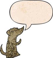 cartoon dog and speech bubble in retro texture style vector