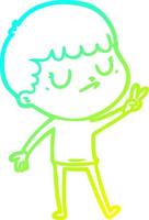 cold gradient line drawing cartoon grumpy boy vector