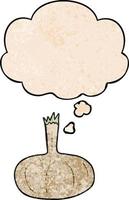 cartoon onion and thought bubble in grunge texture pattern style vector