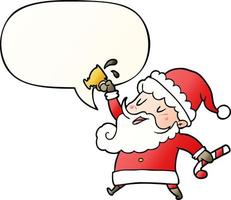 cartoon santa claus and hot cocoa and speech bubble in smooth gradient style vector