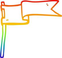 rainbow gradient line drawing cartoon flag waving in wind vector