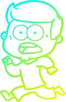 cold gradient line drawing cartoon shocked man vector