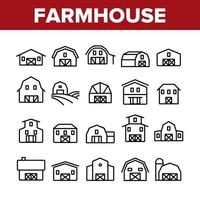 Farmhouse Collection Elements Icons Set Vector