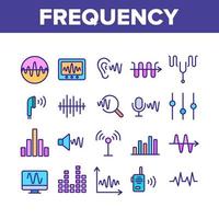 Frequency Pulse Wave Collection Icons Set Vector