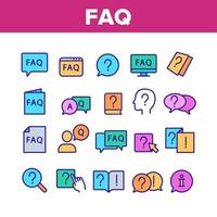 Faq Frequently Asked Questions Color Set Vector